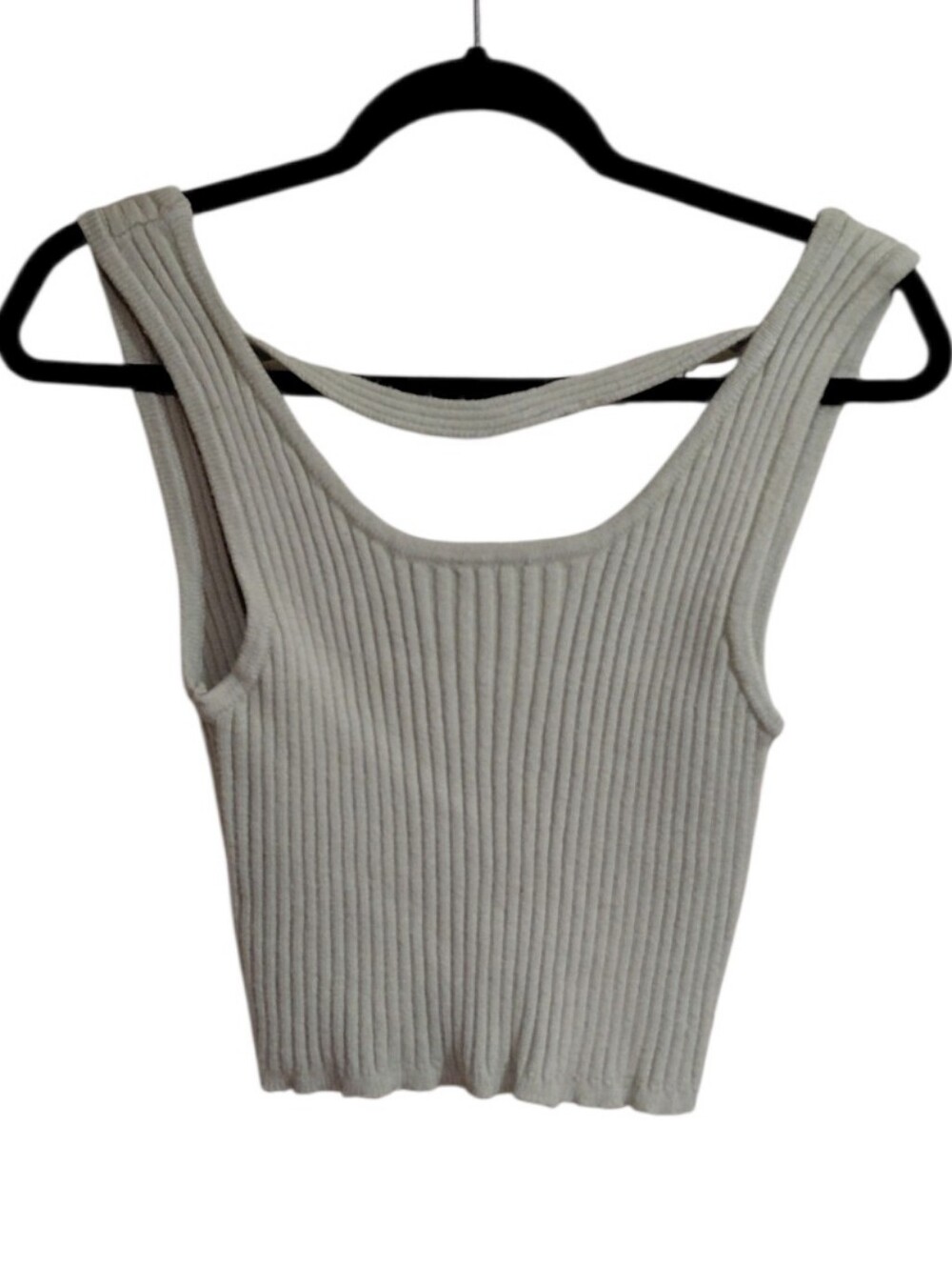 Double Zero Ribbed Square Neck Crop Tank - Green